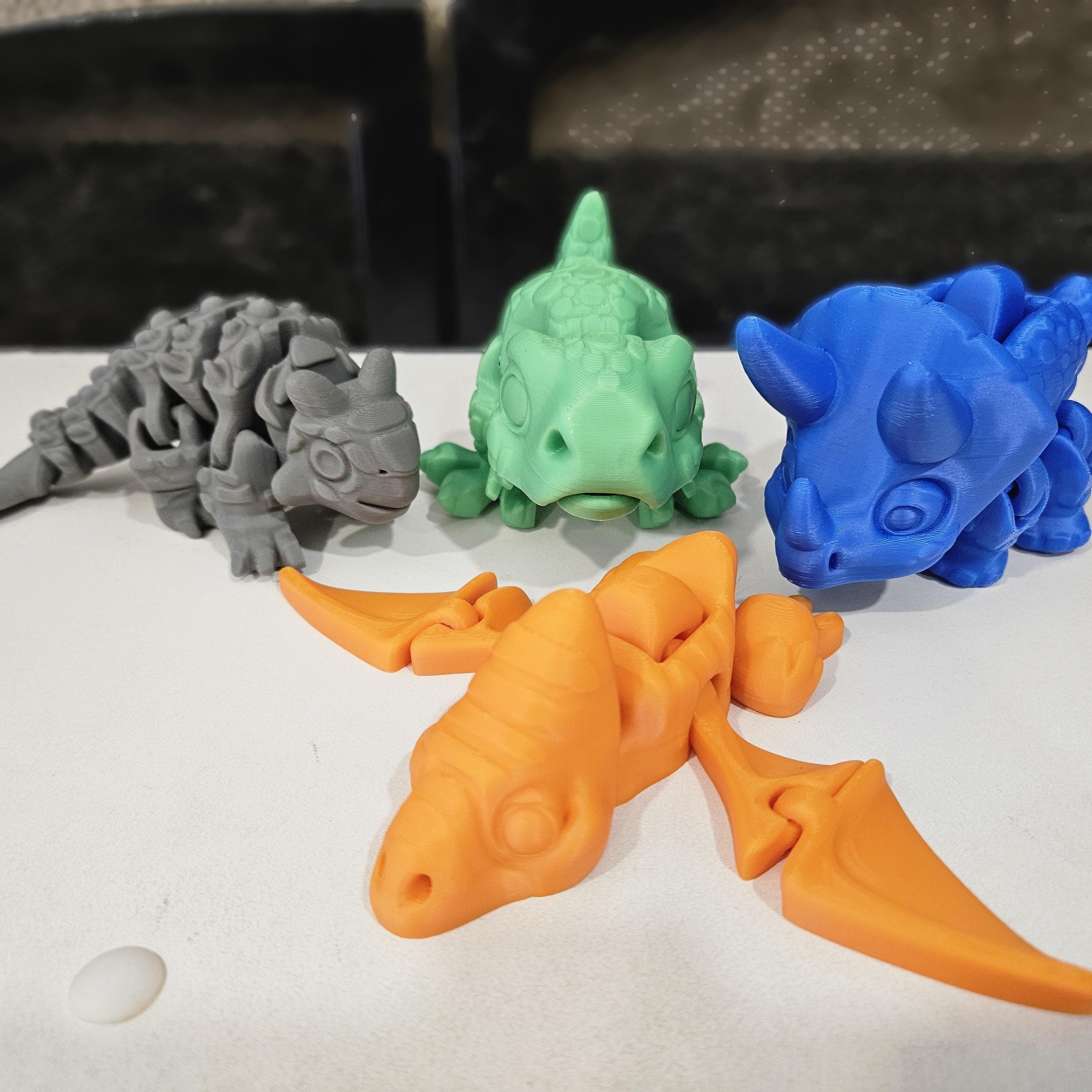 3D Printed Toy Bundle - Dino Kingdom Cretaceous Era Dinosaur Figures for Kids - Stocking Stuffer